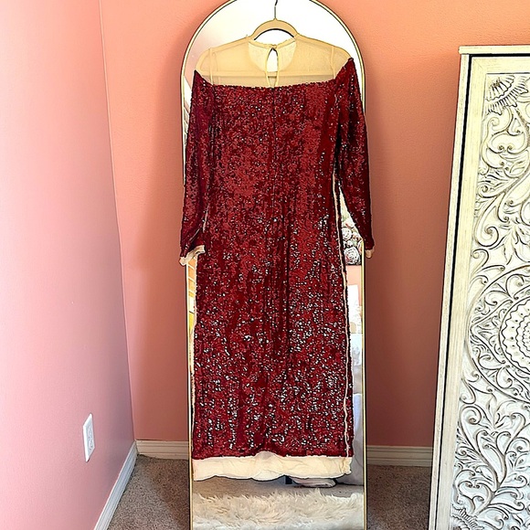Zara ZW collection red sequin chiffon dress, Christmas party, holiday, New Years - Picture 5 of 16